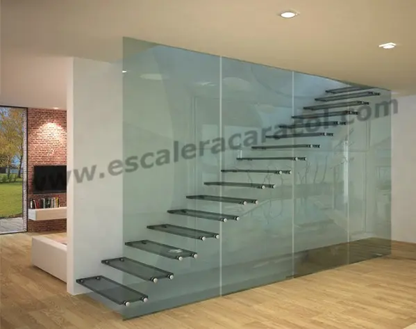 escalera de cristal templado recta