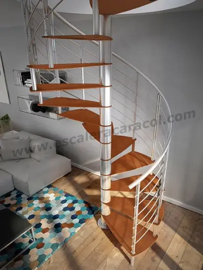 Escalera moderna y minimalista con peldaños de acero