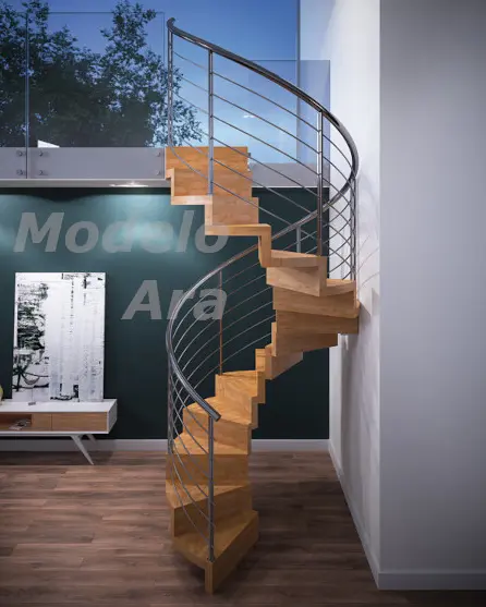 Escalera moderna de madera sin estructura